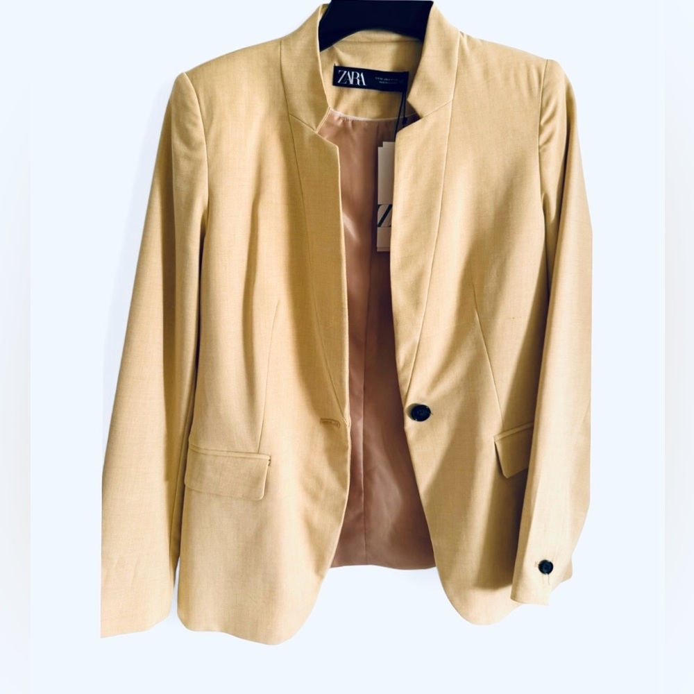 Zara Yellow Basic Blazer With Inverted Lapel Size… - image 6